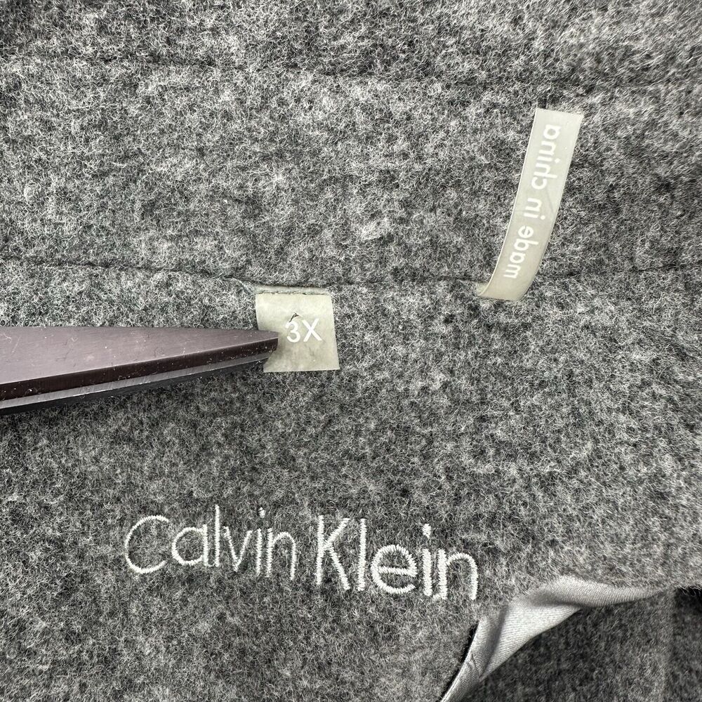 Calvin Klein Womens Coat 3X Gray Wool‎ Cashmere Blend Tailored Button Front $340 - Picture 8 of 12